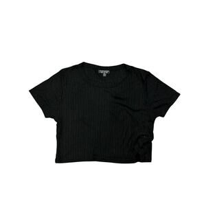 Topshop Black Ribbed Crop Top T-Shirt Women’s Size US 10/Medium